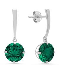 MaxColor - 14k 2.60 Ct. Tw. Lab-grown Emerald Drop Earrings - Lyst