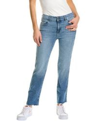 DL1961 - Mara Dark Riviera Frayed Ankle Straight Jean - Lyst