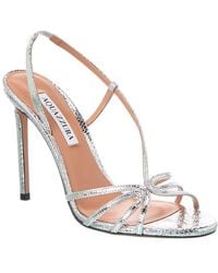 Aquazzura - Talk To Me 105 Snake-Embossed Leather Slingback Sandal - Lyst