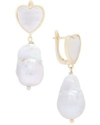 Saachi - Cz Heart Adorned Dangle Earrings - Lyst