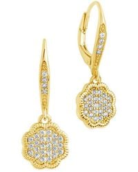 Sterling Forever - 14K Cz Rose Petal Short Drop Earrings - Lyst