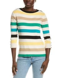 Jones New York - Striped Boat Neck Top - Lyst