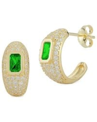 Sphera Milano - 14k Over Silver Pave Hoops - Lyst