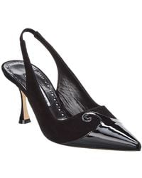 Manolo Blahnik - Zaborus 70 Leather & Suede Slingback Pump - Lyst