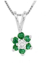 Diana M. Jewels - Fine Jewelry 14k 0.24 Ct. Tw. Diamond & Emerald Flower Cluster Pendant Necklace - Lyst