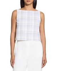 Theory - Bateau Neck Linen-Blend Top - Lyst