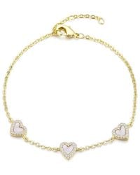 Adornia - 14K Plated Mother-Of-Pearl Mini Halo Heart Bracelet - Lyst