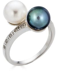 Belpearl - Silver 8mm Pearl Cz Ring - Lyst