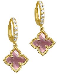 Adornia - 14k Plated Pearl Floral Hoops - Lyst