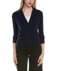 Sofiacashmere - Modern Faux Wrap Wool & Cashmere-Blend Sweater - Lyst