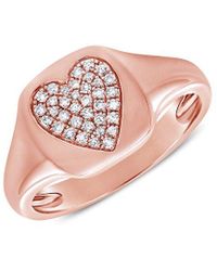 Sabrina Designs - 14K Rose 0.09 Ct. Tw. Diamond Signet Ring - Lyst