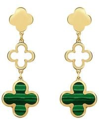 Italian Gold - 14K Malachite Clover Dangle Earrings - Lyst