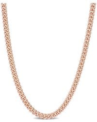 Italian Silver - 18K Rose Over Curb Link Chain Necklace - Lyst
