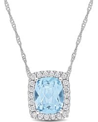 Rina Limor - 14k 2.49 Ct. Tw. Diamond & Topaz Rectangle Halo Pendant - Lyst