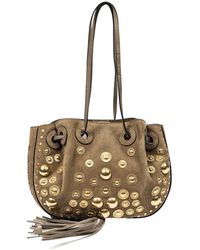 Chloé - Light Suede Leather Small Studded Bucket Shoulder Bag (Authentic Pre-Owned) - Lyst