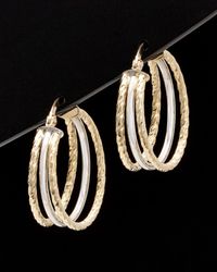 Italian Gold - 14k Two-tone Hoops - Lyst