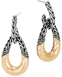John Hardy - Classic Chain 18k & Silver Hammered Hoops - Lyst