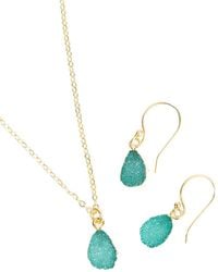 Saachi - 18k Plated Druzy Necklace & Earrings Set - Lyst