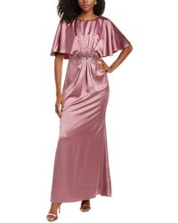 Adrianna Papell Draped Cape Maxi Dress - Pink