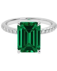 VOWE - 14K 4.50 Ct. Tw. Lab-Grown Diamond & Lab-Grown Emerald Ring - Lyst