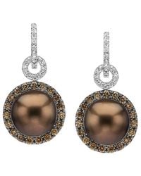 Le Vian - Le Vian 14K 0.00 Ct. Tw. Diamond & 9.5Mm Pearl Earrings - Lyst