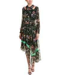 BCBGMAXAZRIA Asymmetrical Midi Dress - Green