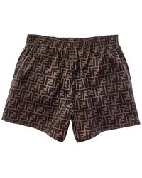 Fendi Double F Print Swim Shorts in Brown for Men | Lyst