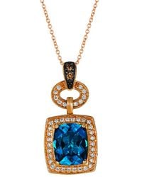 Le Vian - Le Vian Royalblues 14K Rose 3.29 Ct. Tw. Diamond & Topaz Pendant Necklace - Lyst