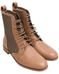 Brunello Cucinelli - Leather Beaded Lace-Up Bootie (Authentic Pre-Loved) - Lyst