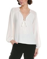 Cece - V-Neck Pintuck Blouse - Lyst