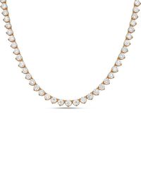 Diana M. Jewels - Diana M. 14K Rose 20.00 Ct. Tw. Lab-Grown Diamond Three-Prong Tennis Necklace - Lyst