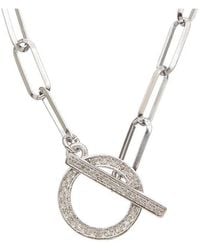 Italian Gold Over Silver - 18K 0.2 Ct. Tw. Diamond Link Necklace - Lyst