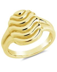 Sterling Forever - 14K Plated Livia Textured Signet Ring - Lyst
