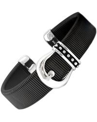 Diamond Select Cuts - Steel 0.01 Ct. Tw. Diamond Buckle Bangle Bracelet - Lyst
