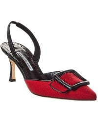 Manolo Blahnik - Mayslibi 70 Wool & Leather Slingback Pump - Lyst
