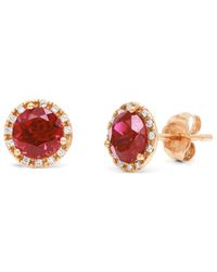 Diana M. Jewels - Fine Jewelry 14k 1.13 Ct. Tw. Diamond & Ruby Corundum Halo Studs - Lyst
