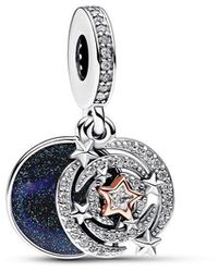PANDORA - Moments 14K Rose Plated Cz Shooting Star Dangle Charm - Lyst