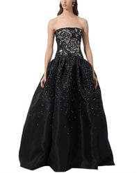 Carolina Herrera - Rose Embellished Strapless Drop-Waist Silk Gown - Lyst