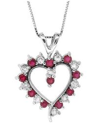 LEVARON - 14K 0.88 Ct. Tw. Diamond & Ruby Heart Pendant - Lyst