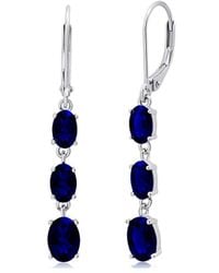 MaxColor - 2.50 Ct. Tw. Lab-Grown Sapphire Dangle Earrings - Lyst