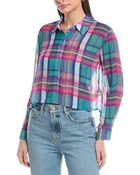 L'Agence - Cosette Crop Hi-Low Shirt - Lyst