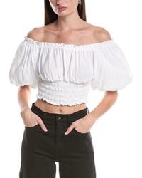 AFRM - Mandy Off-The-Shoulder Smocking Woven Top - Lyst