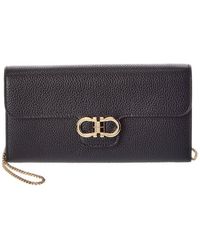Ferragamo - Gancini Leather Wallet On Chain - Lyst