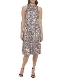 Kensie Lace Midi Dress in Natural | Lyst