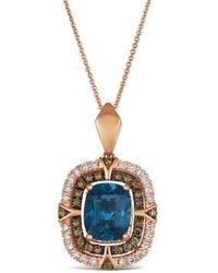 Le Vian - Le Vian Deep Sea Topaz 14K Rose 5.12 Ct. Tw. Diamond & London Topaz Pendant Necklace - Lyst