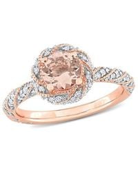 Rina Limor - 14k Rose Gold 1.10 Ct. Tw. Diamond & Morganite Halo Ring - Lyst