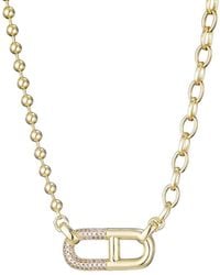 Adornia - 14K Plated Cz Mixed Chain Sideways Pendant Necklace - Lyst