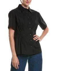 Anne Klein - Pleated Waist Button-Up Shirt - Lyst