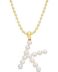 Rina Limor - Gold Over Silver 3.5-4mm Pearl K Initial Pendant - Lyst