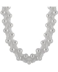 Splendid - Rhodium Plated 5-6mm Pearl Cz Pendant Necklace - Lyst